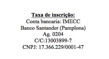 taxa de inscricao