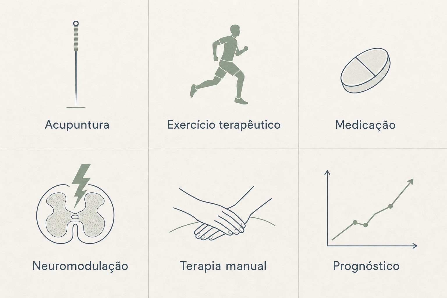 Proloterapia para dor crônica: evidência e cautela 2 Renderizacao 3D translucida de um corpo humano sentado e curvado, com a estrutura óssea visível e pontos de dor luminosos destacados na cabeça, ombros, coluna, quadril, joelhos e tornozelos.