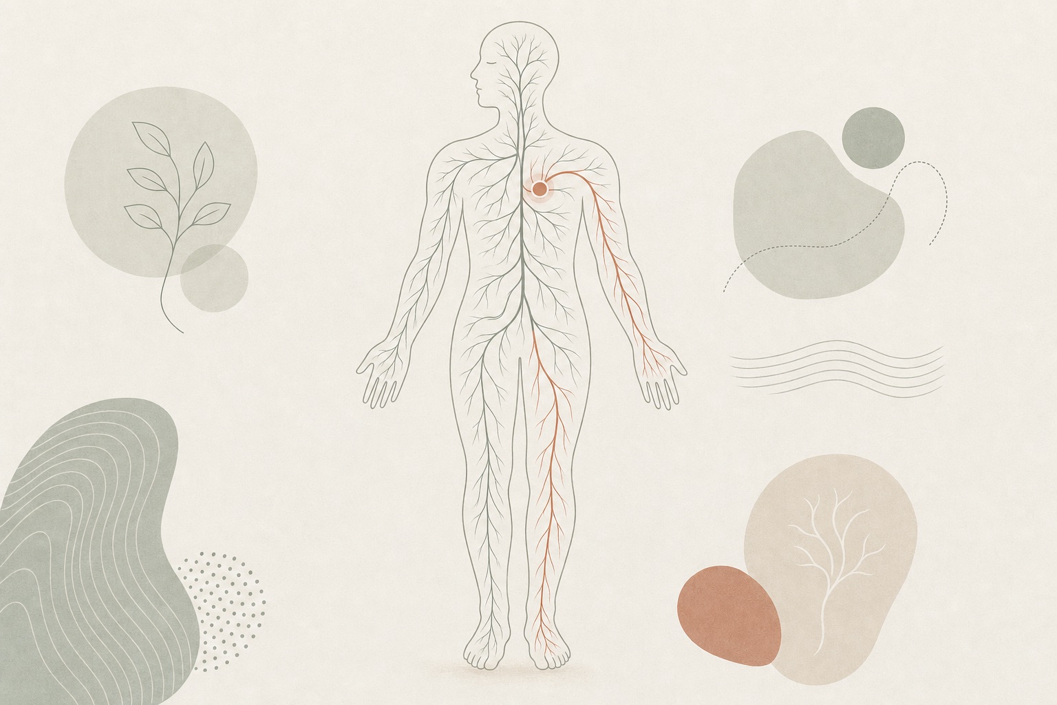Bloqueios de nervos periféricos para dor 3 Ilustração abstrata de nervos periféricos pelo corpo